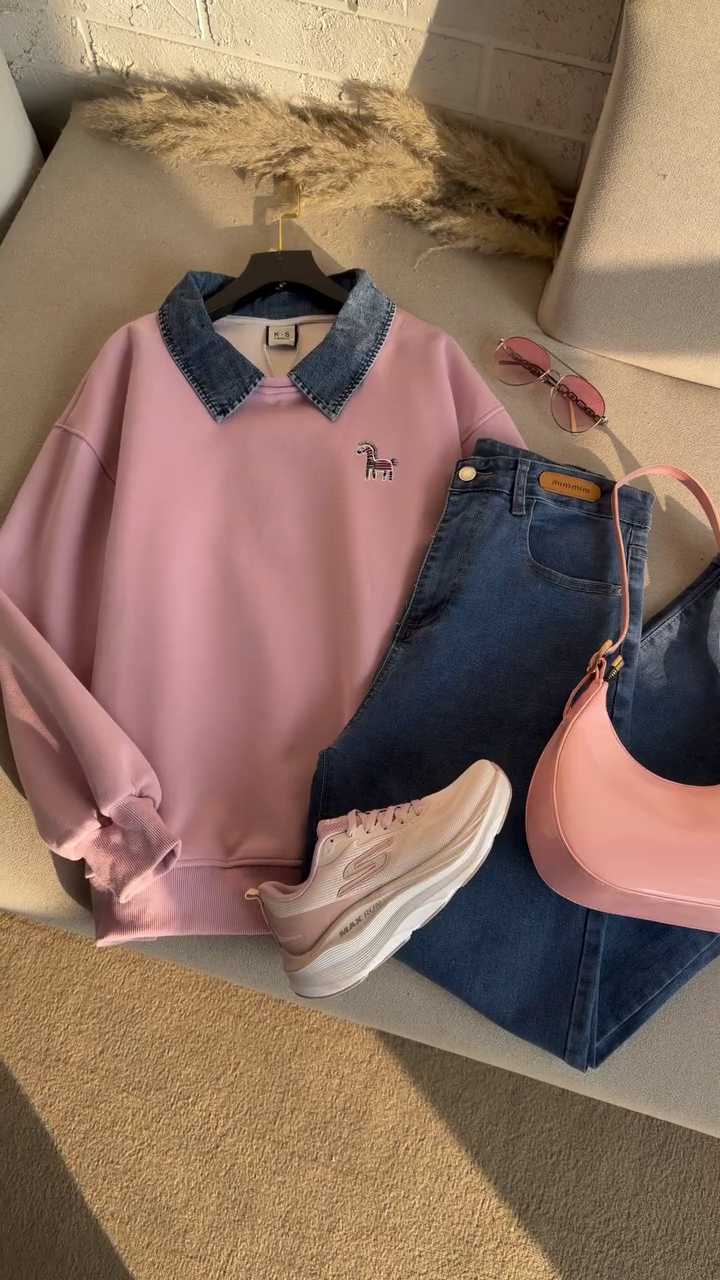 Breezy Pastel Top & White Pants Set