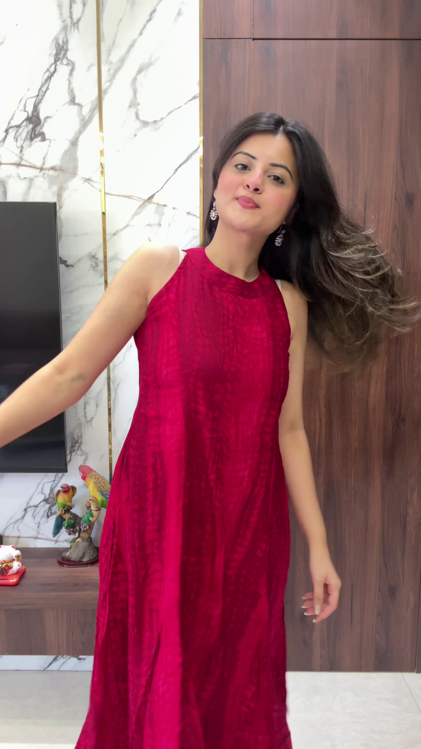 Radiant Red Halter Neck Maxi Dress