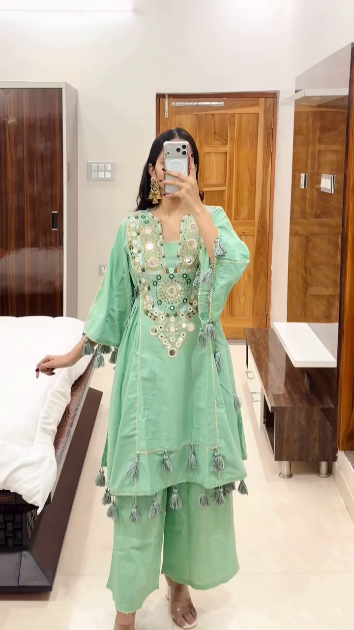 Coral Floral Printed Sharara Set with Statement Dupatta