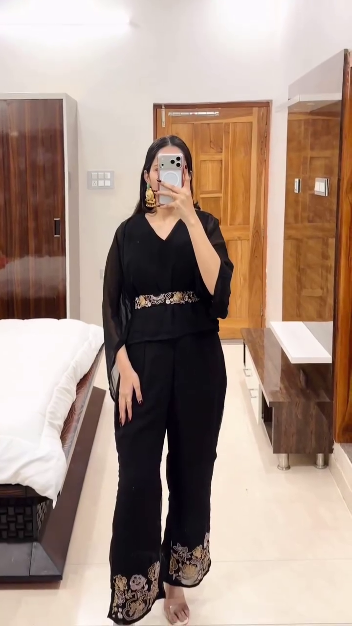 Coral Floral Printed Sharara Set with Statement Dupatta