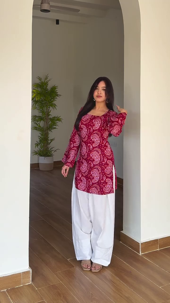 Monochrome Floral Printed Tunic