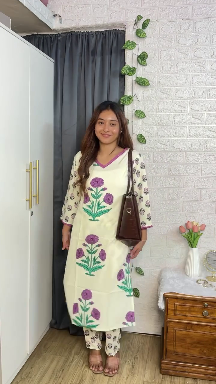 Ivory Floral Kurta Set