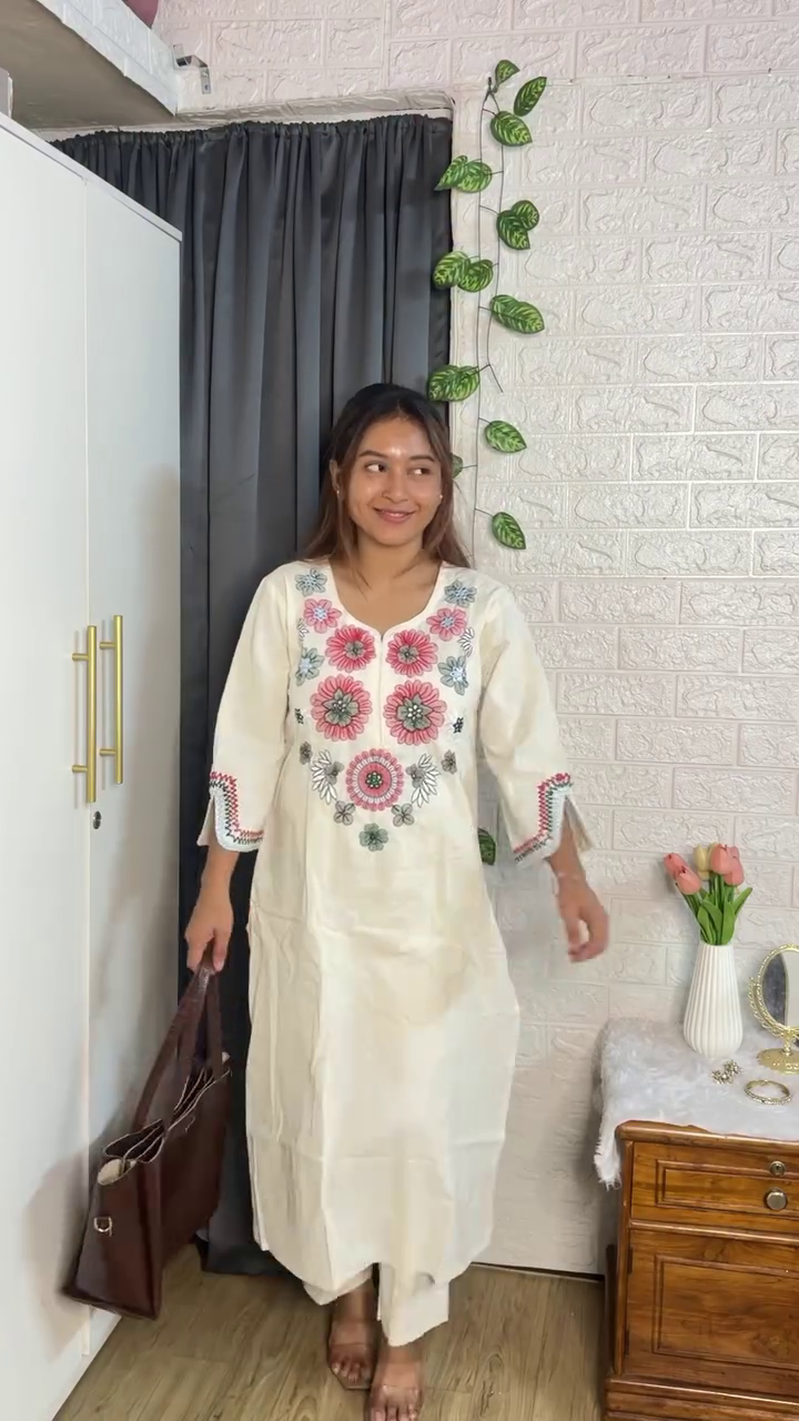 Ivory Floral Kurta Set