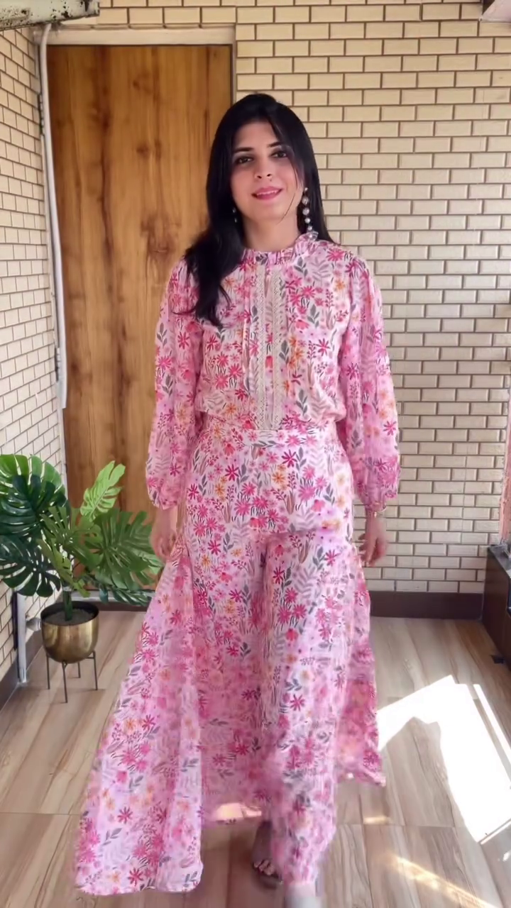 Rose Bloom Peplum Co-ord Set