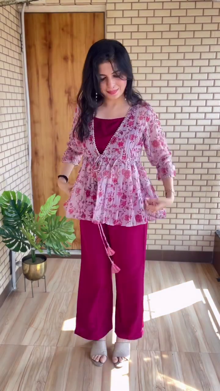 Rose Bloom Peplum Co-ord Set