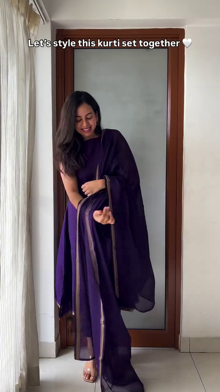 Royal Plum Kurti Set with Dupatta