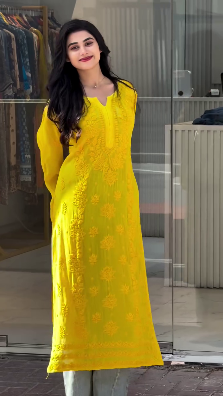 Lime Blossom Embroidered Kurti