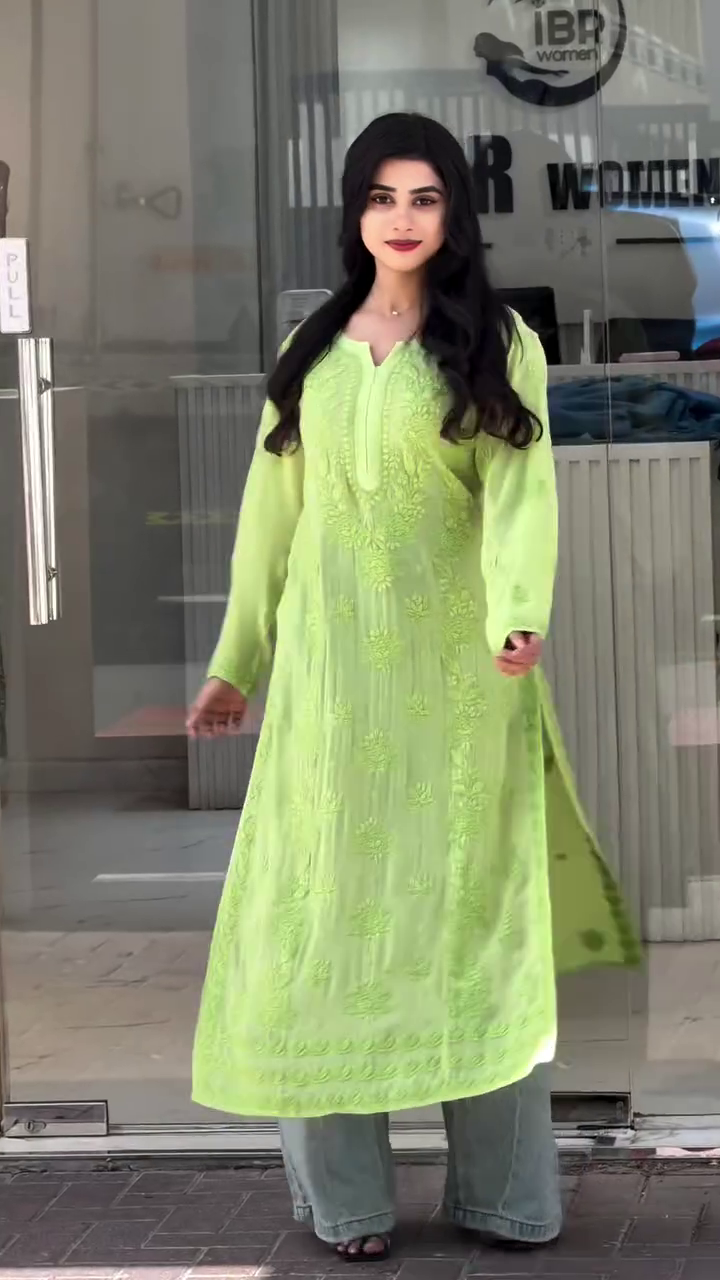 Lime Blossom Embroidered Kurti
