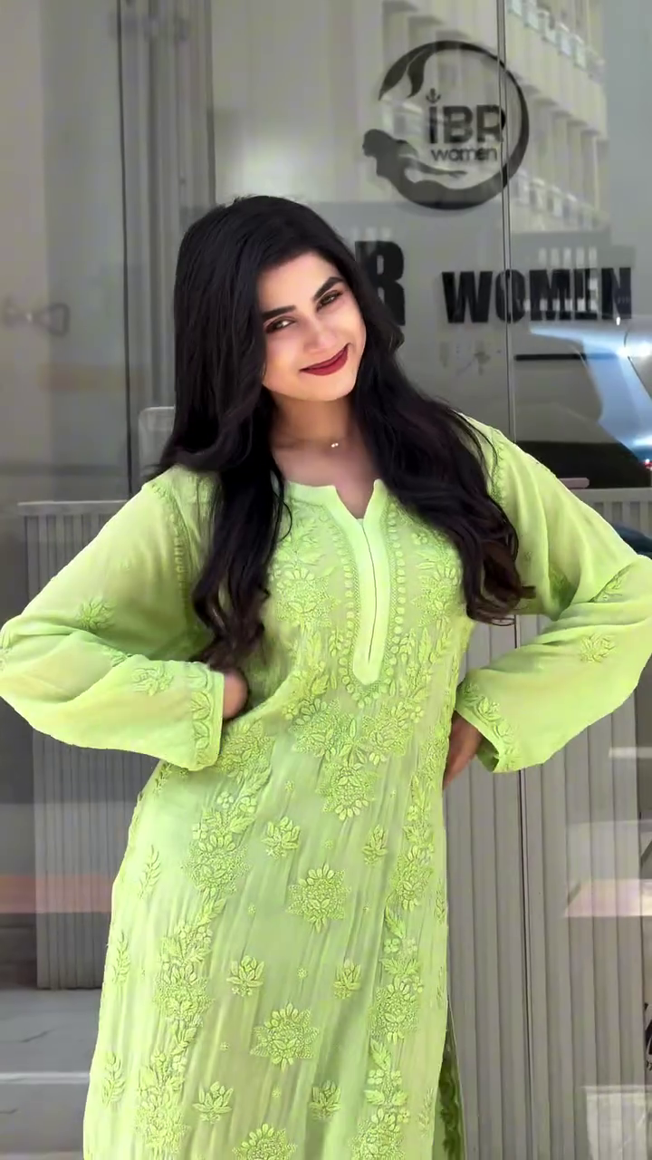 Lime Blossom Embroidered Kurti