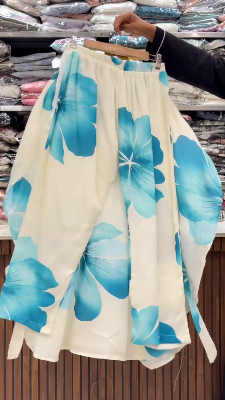 Elegant Blue Floral Kaftan Style Top – Premium Party & Vacation Wear129