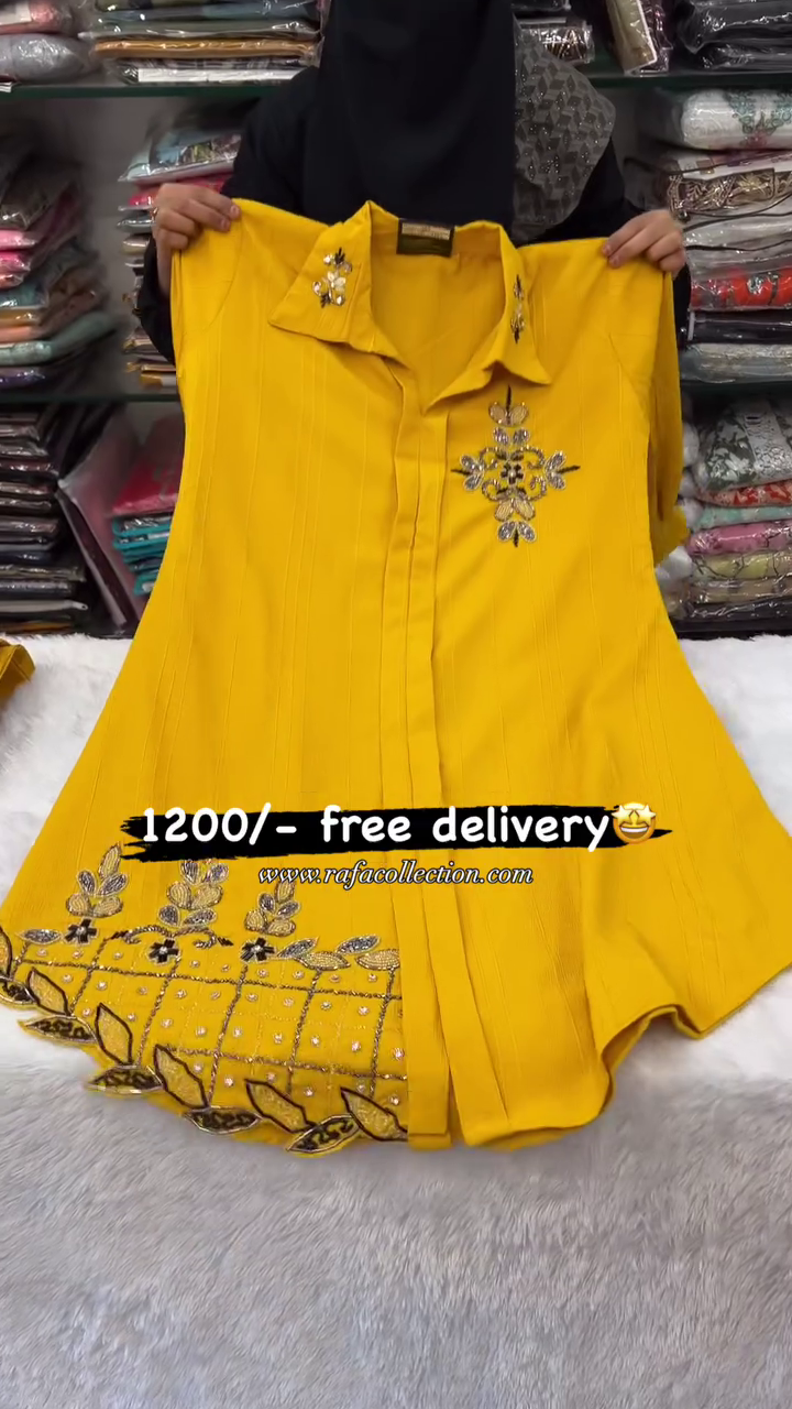 Premium Mustard Embroidered Kurti Set – Festive Designer Collection ✨💛