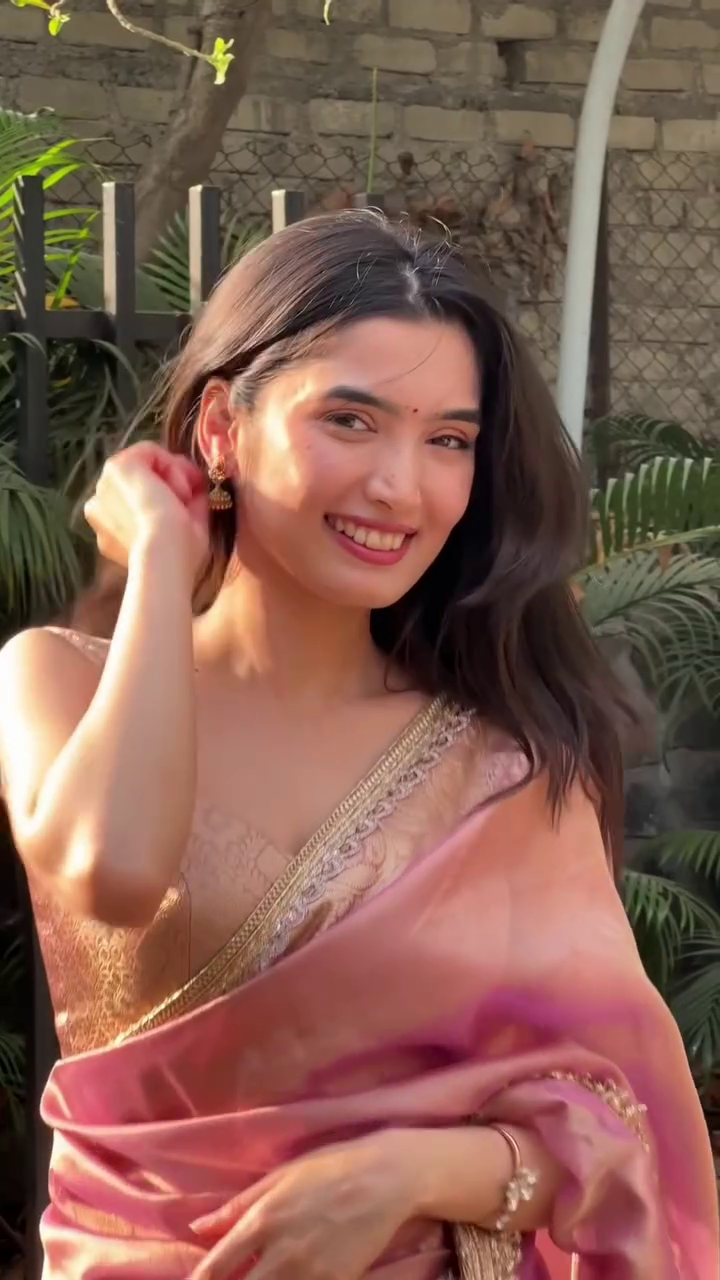 Blush Pink Organza Saree with Gold Border