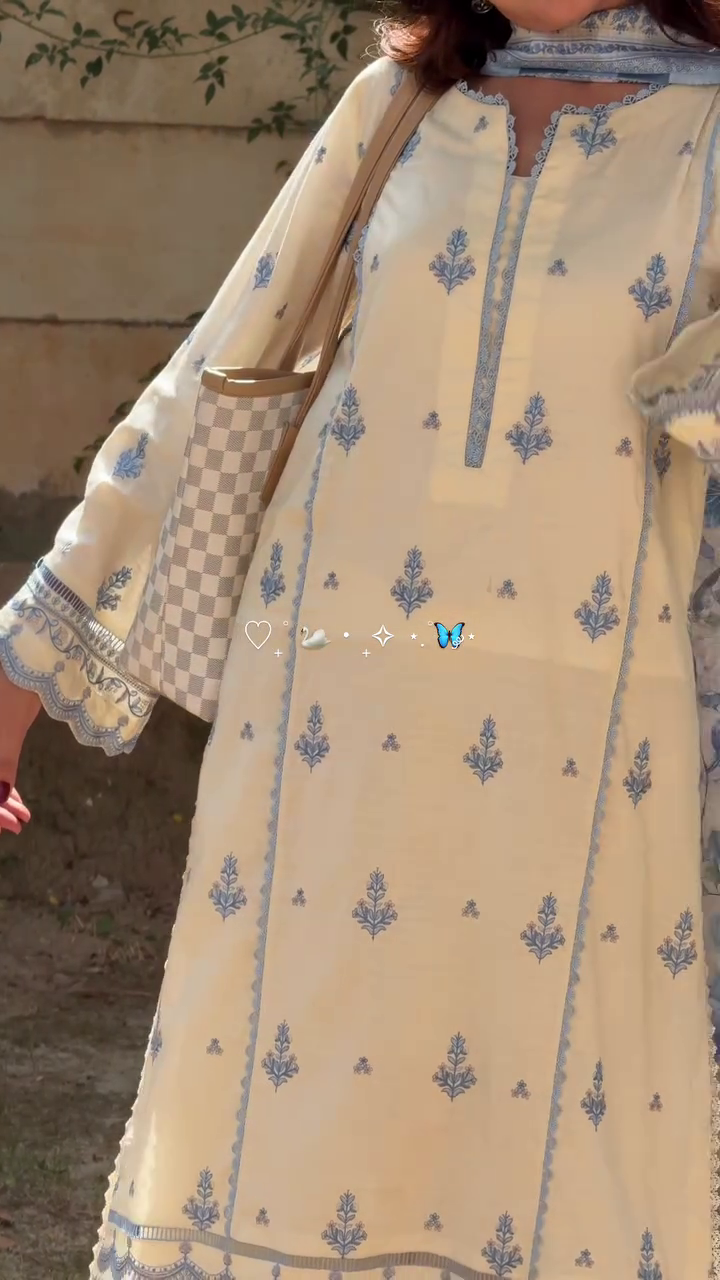 Ivory Blue Heritage Kurta Set