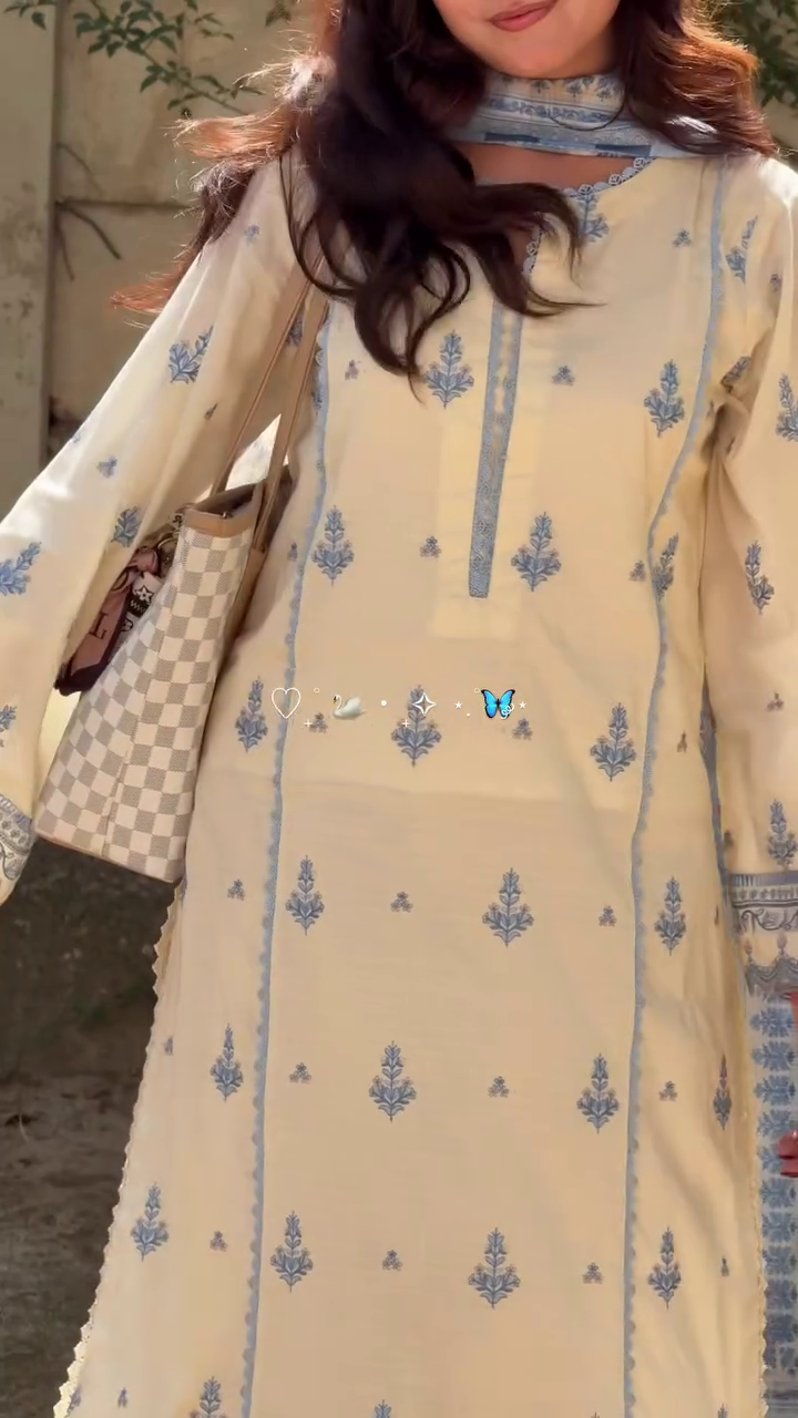 Ivory Blue Heritage Kurta Set