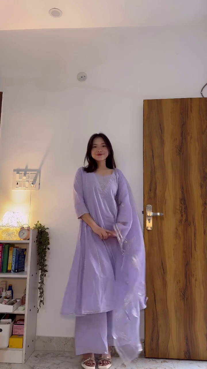 Powder Blue Floral Kurta Set