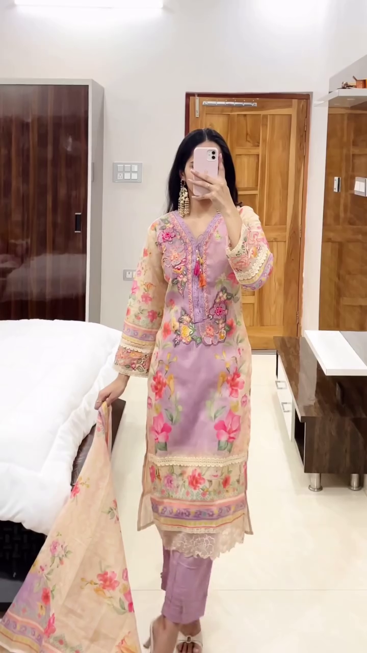 Ivory Floral Embroidered Suit