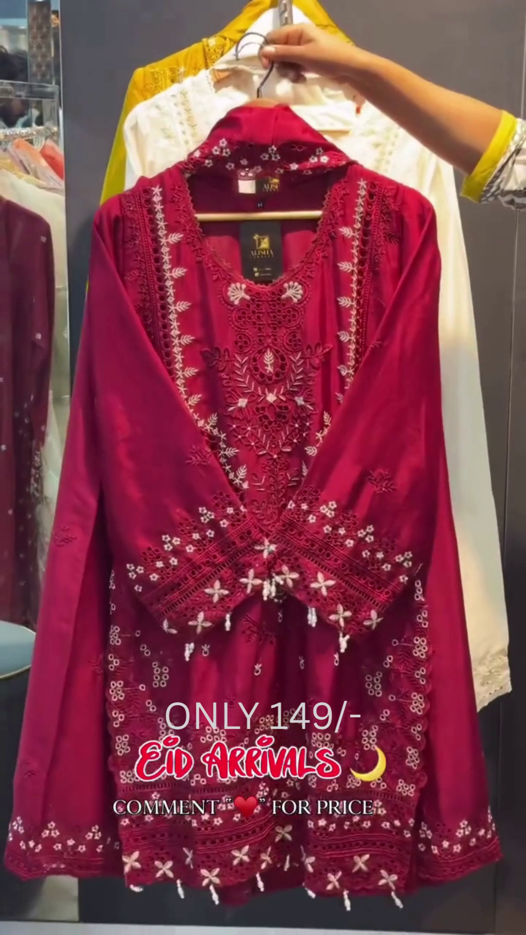 Elegant Red Embroidered Eid Kurta