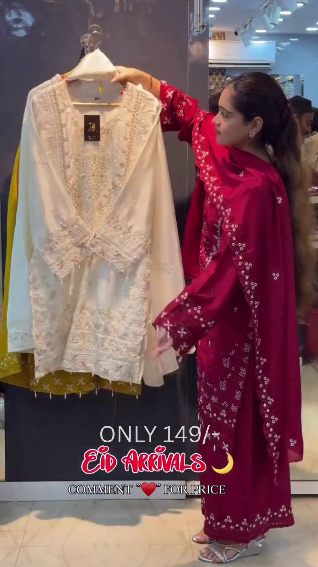 Elegant Red Embroidered Eid Kurta