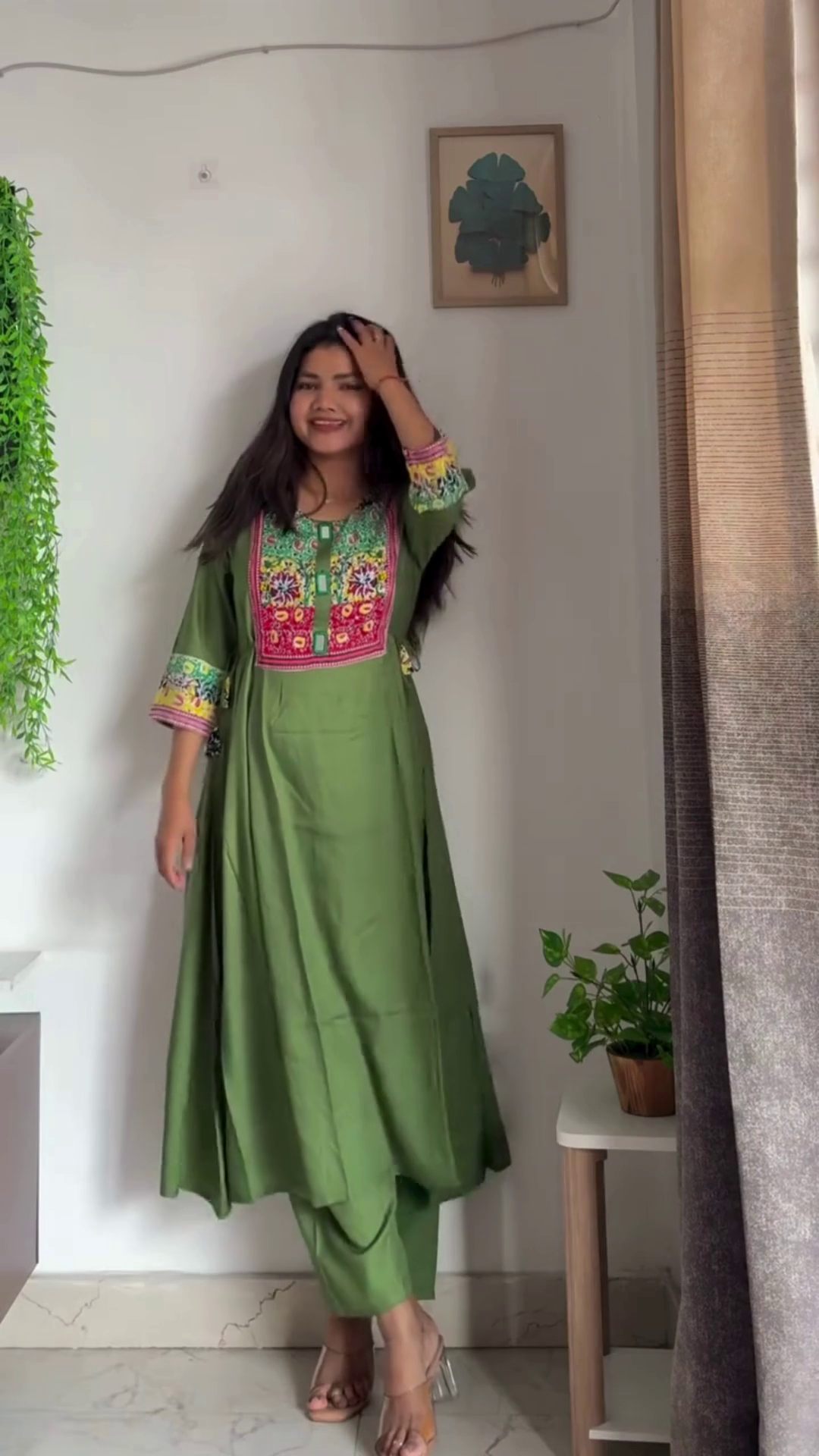 Graceful Green Embroidered Anarkali Kurta Set