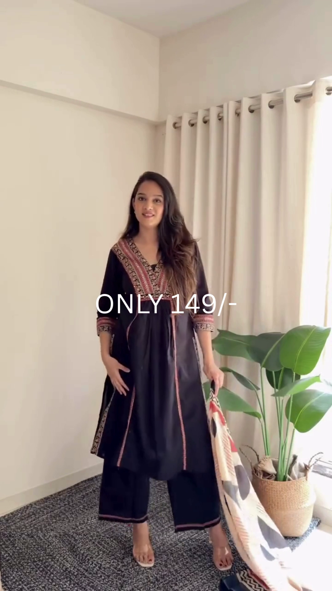 Elegant Black Kurta Set with Stylish Dupatta