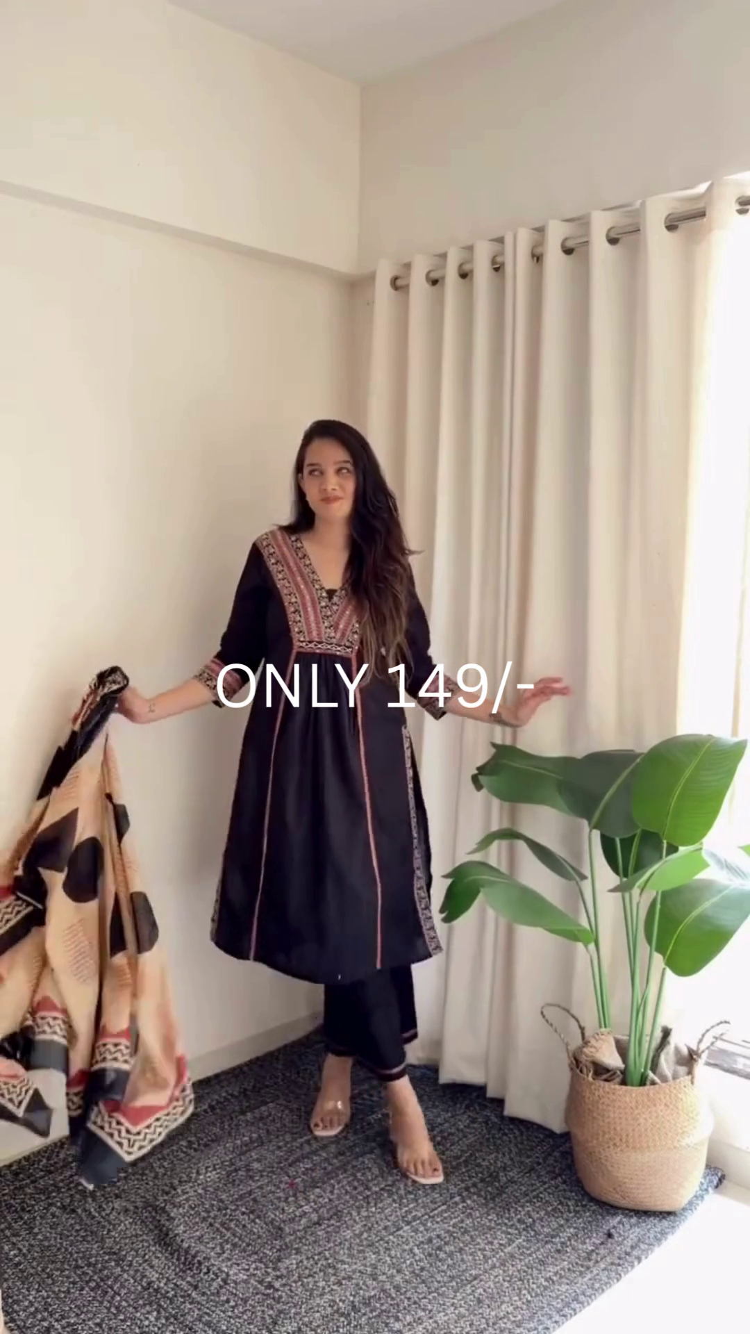 Elegant Black Kurta Set with Stylish Dupatta