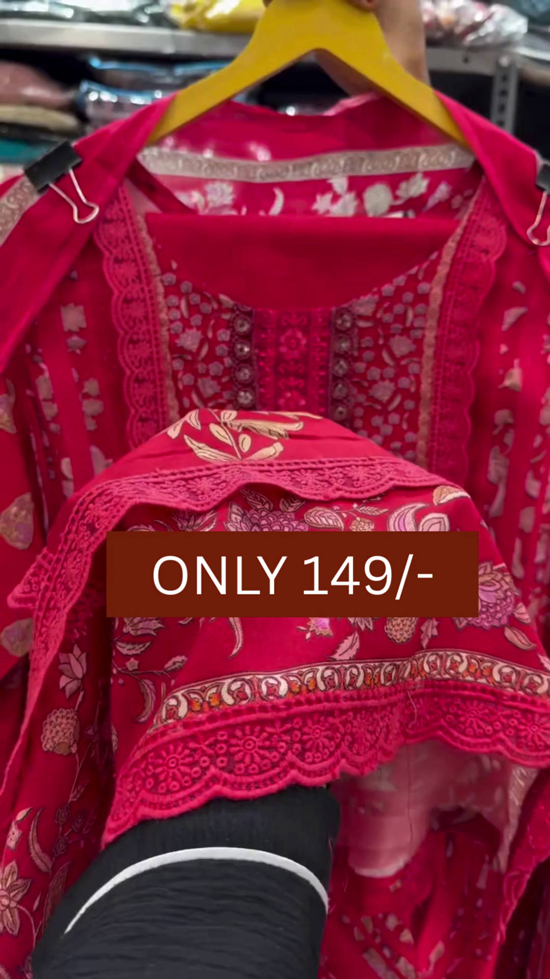 Vibrant Pink Printed Kurta Set with Dupatta