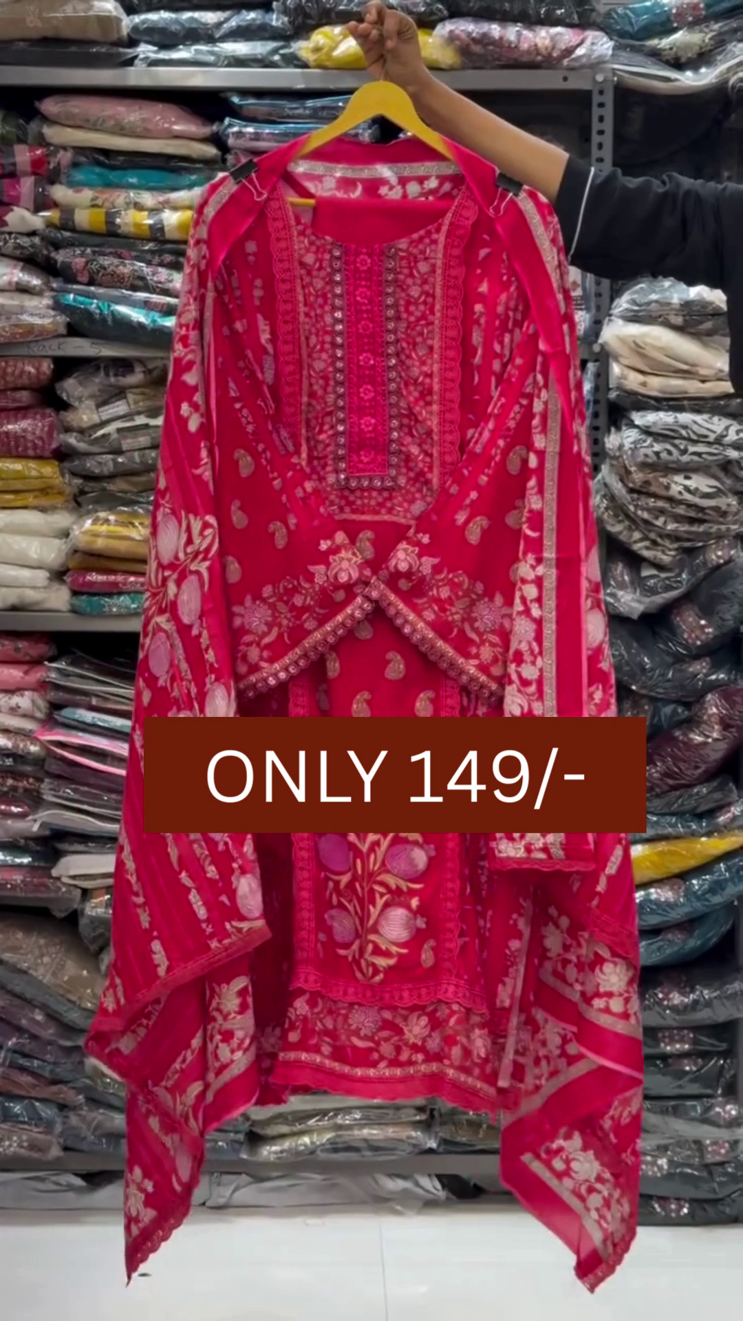 Vibrant Pink Printed Kurta Set with Dupatta