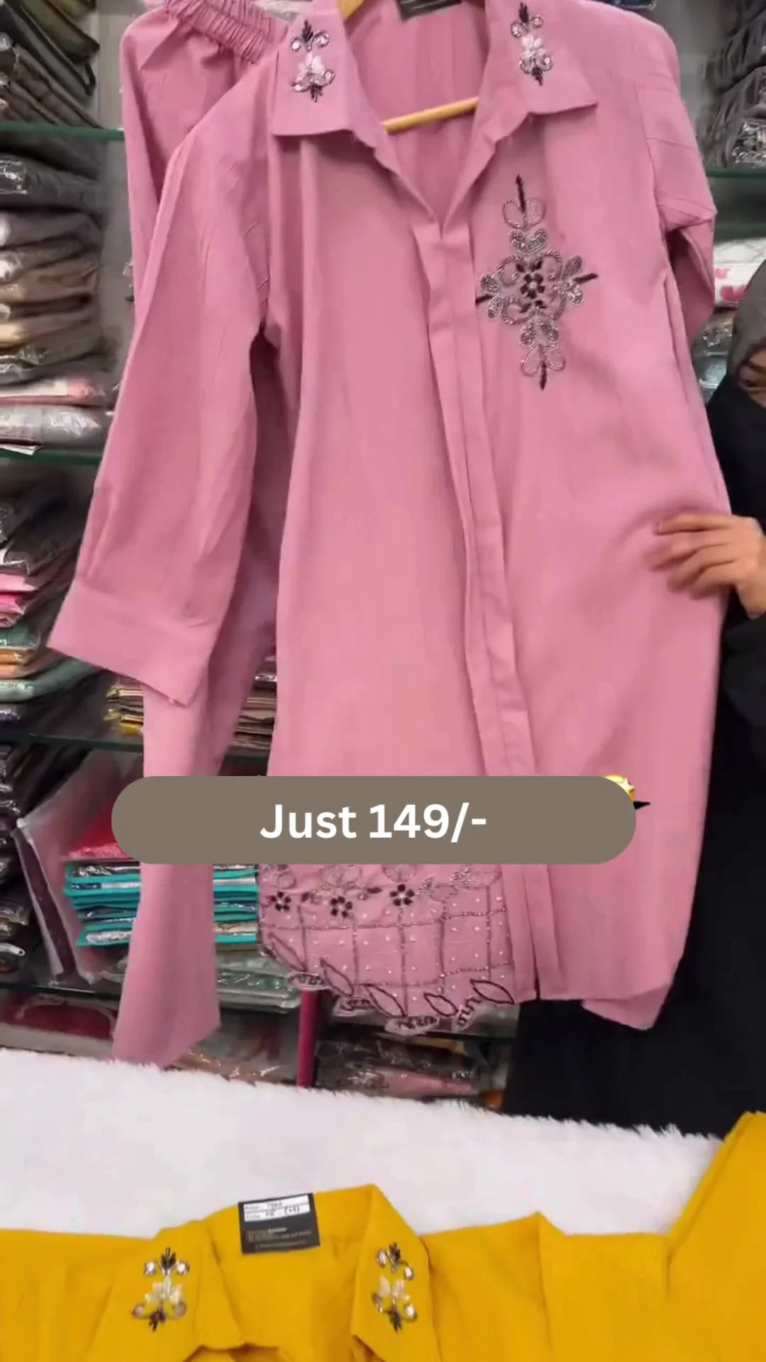 Stylish Mustard Yellow Embroidered Ready-to-Wear Kurti