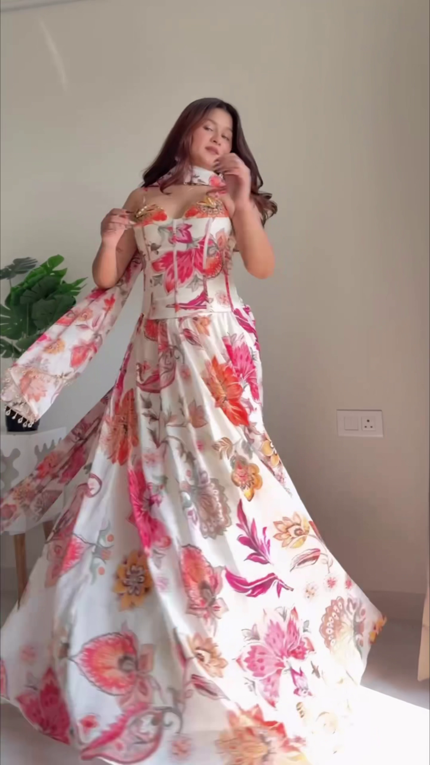 Floral Printed Elegant Anarkali Dress