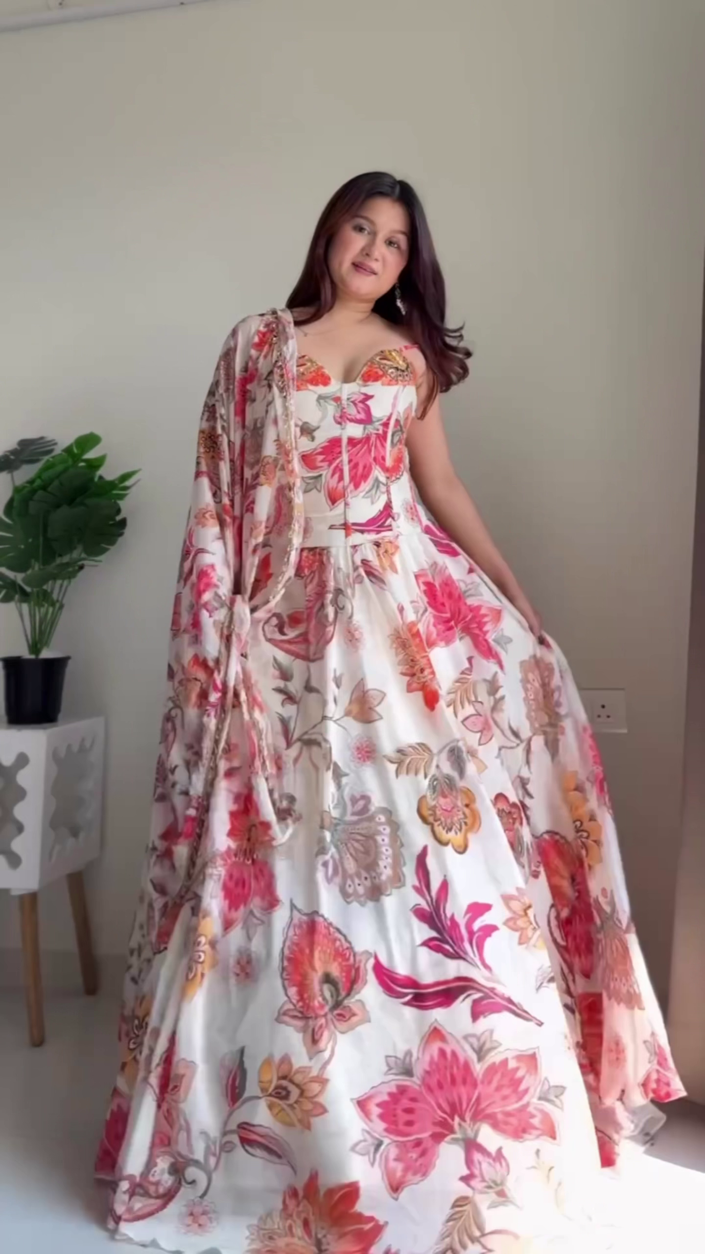 Floral Printed Elegant Anarkali Dress