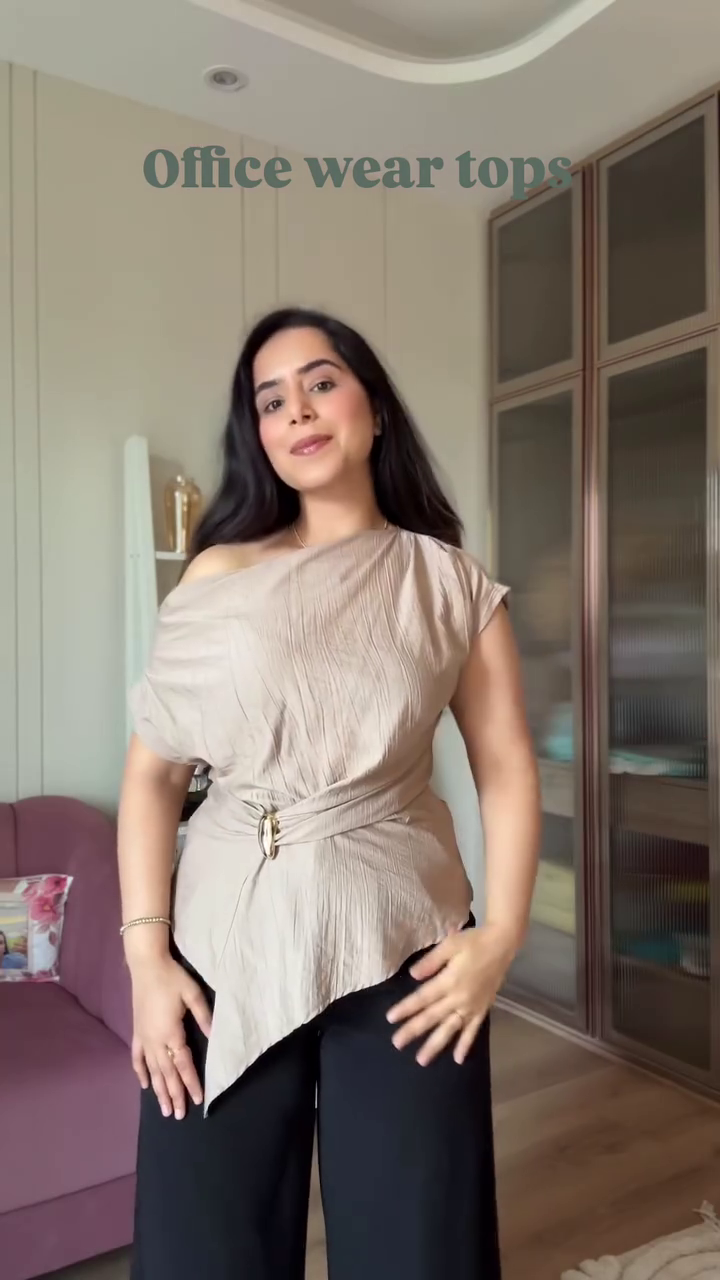 Olive Green Elegant Office Wrap Top