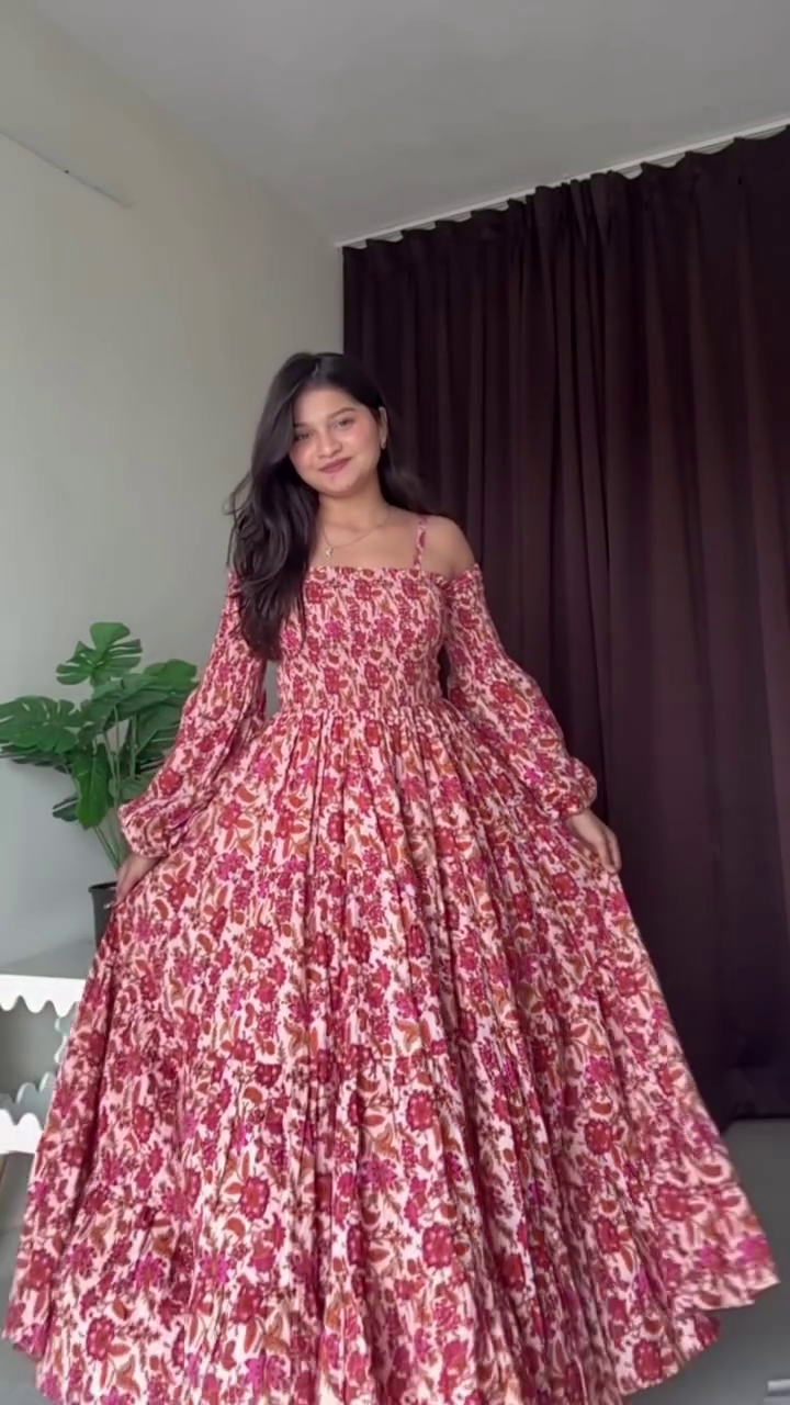 Red Floral Off-Shoulder Maxi Dress