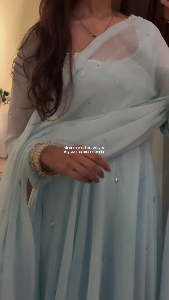 Powder Blue Elegant Anarkali Suit
