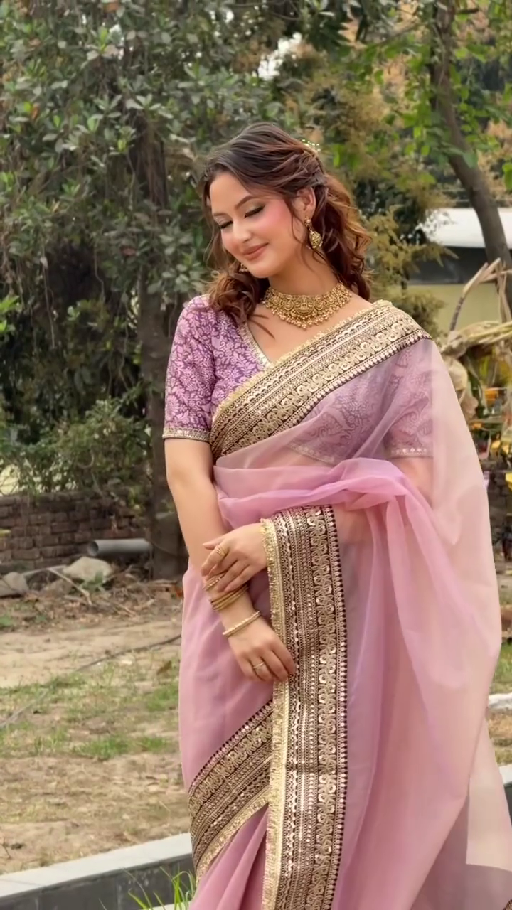 Lavender Organza Designer Saree