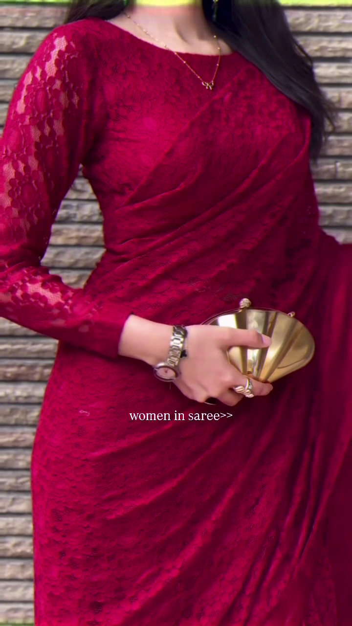 Red Lace Designer Saree