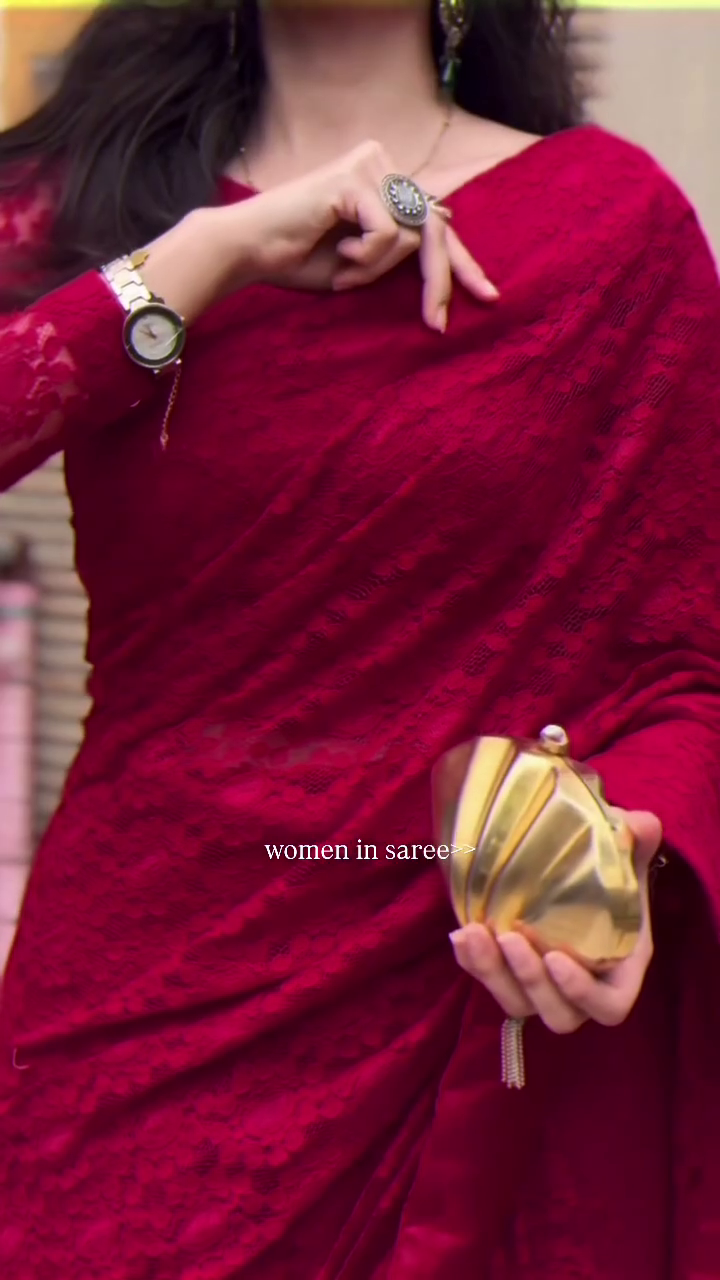 Red Lace Designer Saree