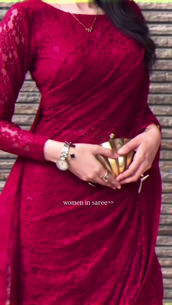 Red Lace Designer Saree
