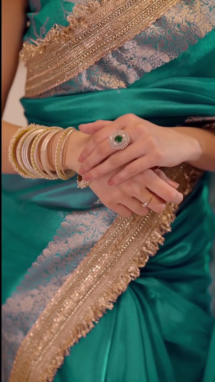 Emerald Green Elegant Silk Saree