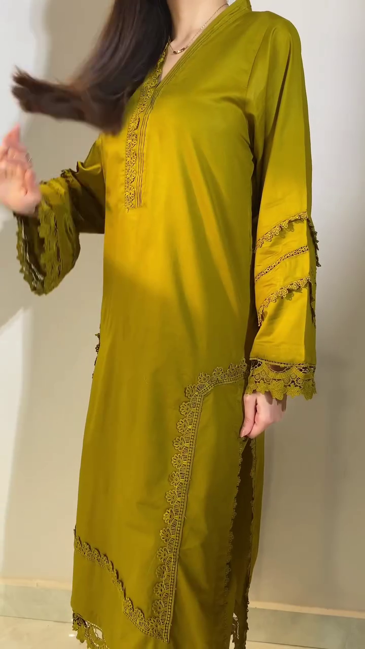 Mustard Embroidered Kurta