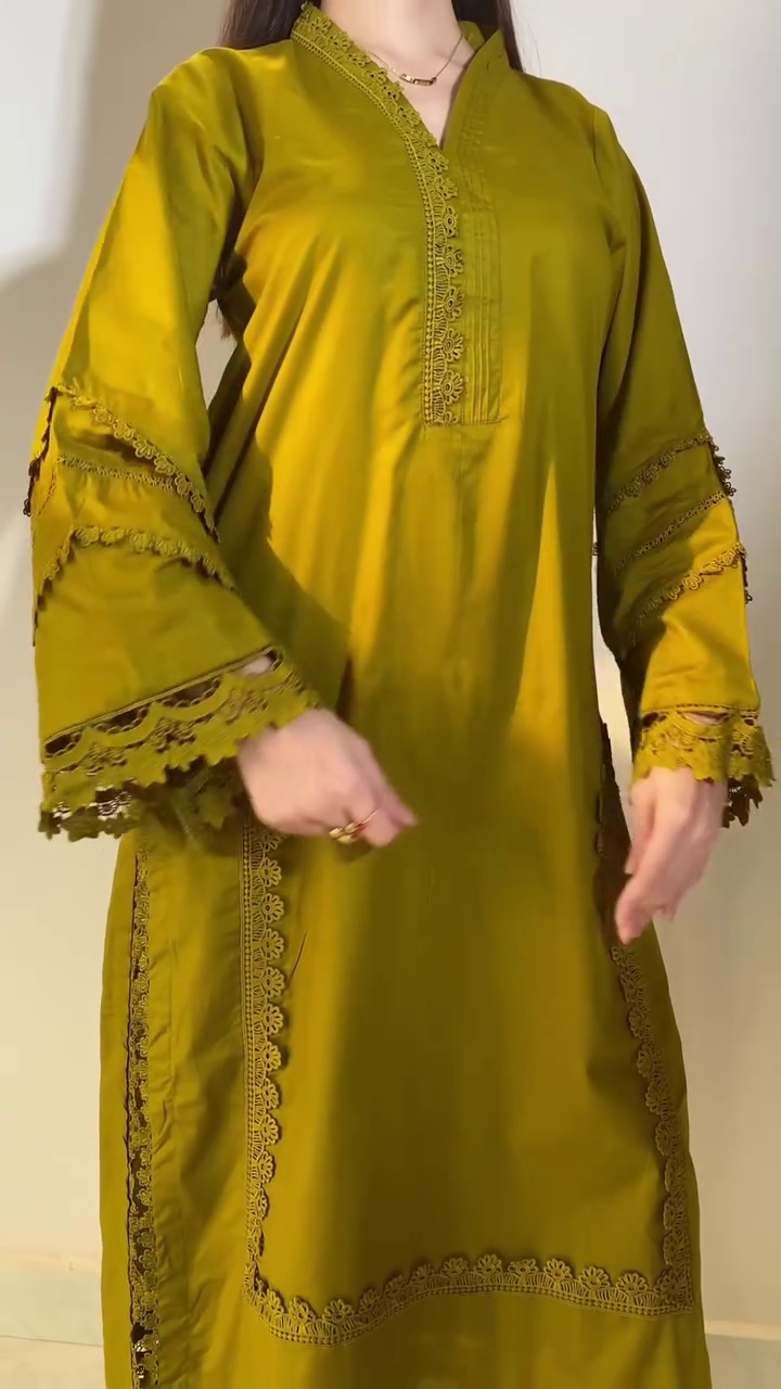 Mustard Embroidered Kurta