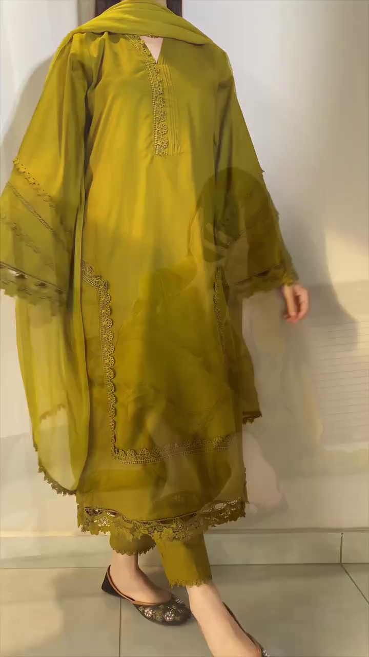 Mustard Embroidered Kurta
