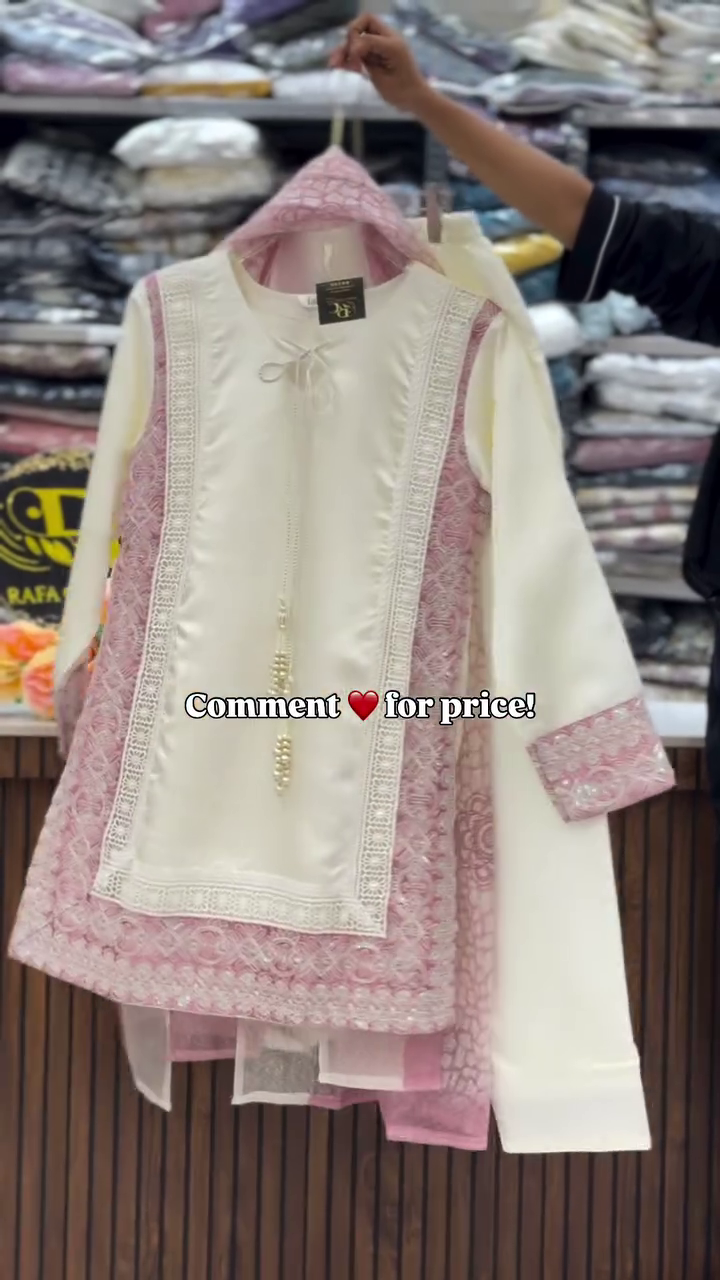 Cream Pink Designer Suit