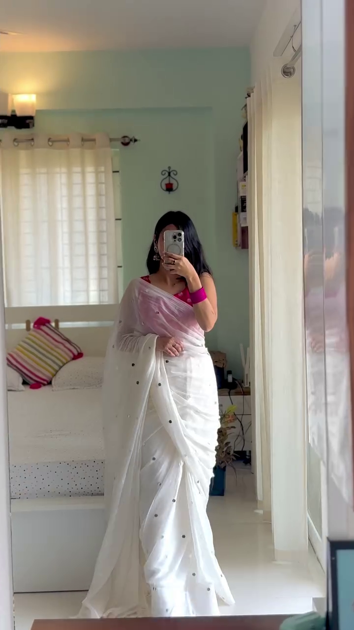 White Sequin Saree