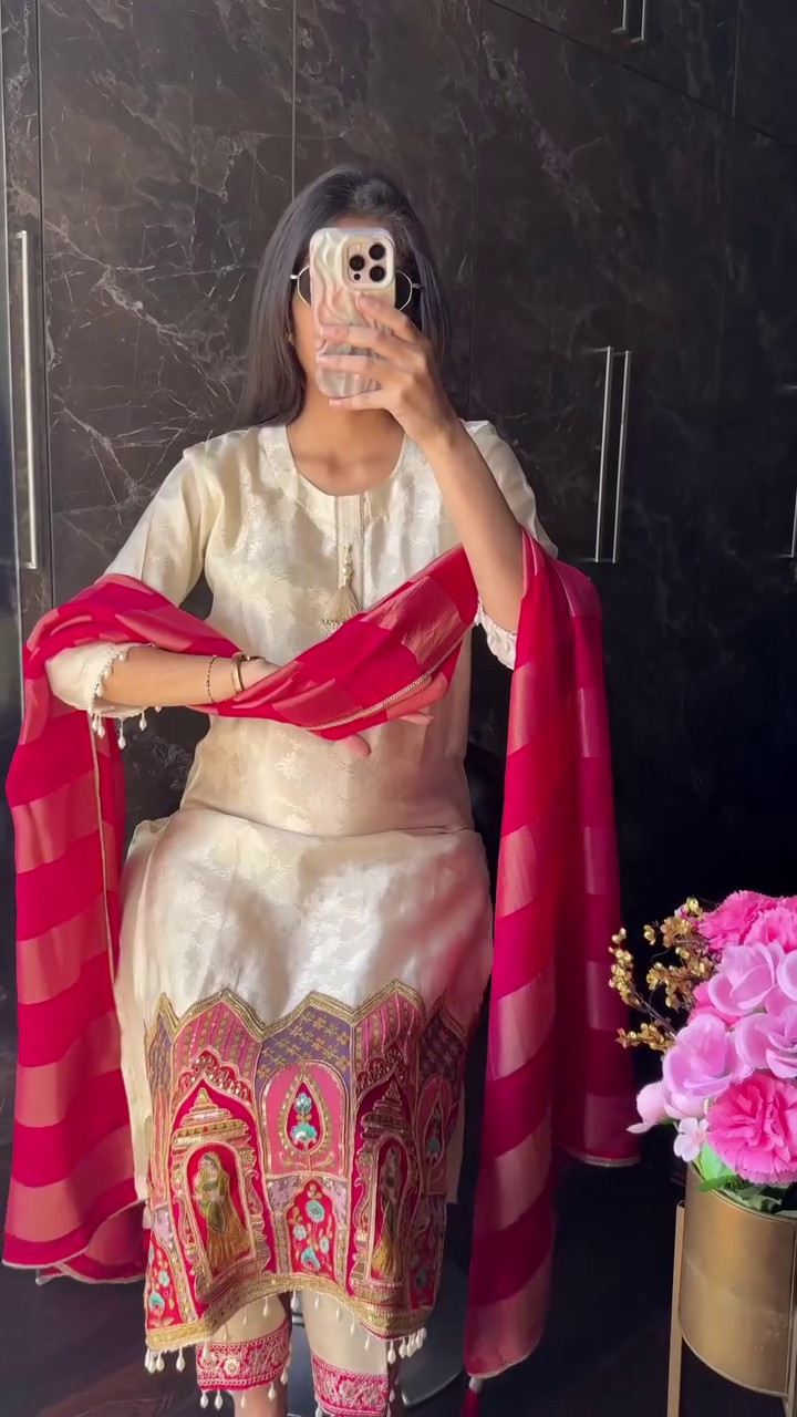 Peacock Embroidered Suit