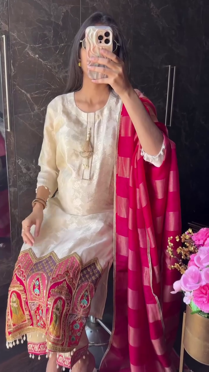 Peacock Embroidered Suit