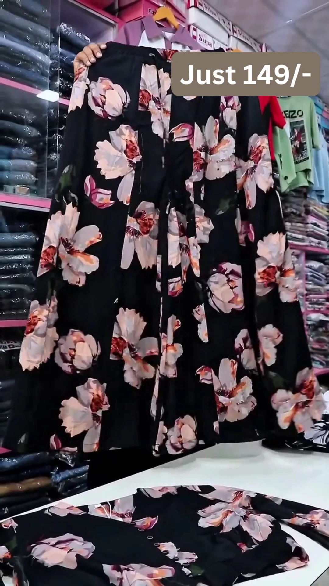 Elegant Black Floral Flared Dress