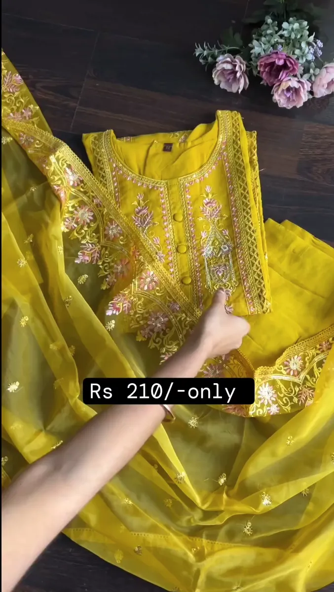 Golden Grace: Yellow Karachi Suit