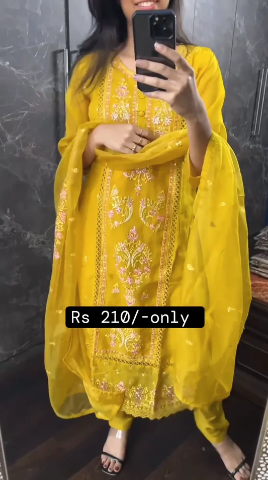 Golden Grace: Yellow Karachi Suit