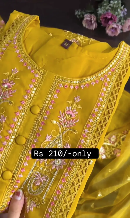 Golden Grace: Yellow Karachi Suit