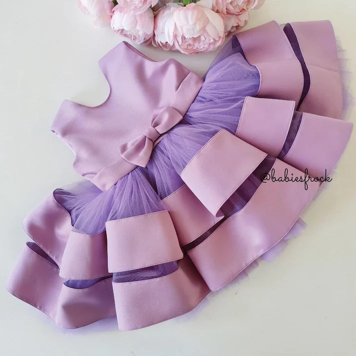 Satin Frilled birthday dress for Cute Baby Girls